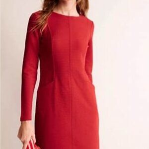 Boden Rich Red Long Sleeve Dress